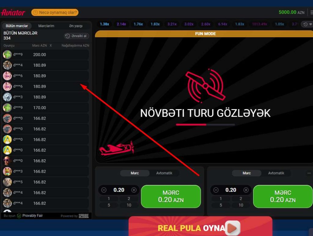Aviator canlı mərclər siyahısı