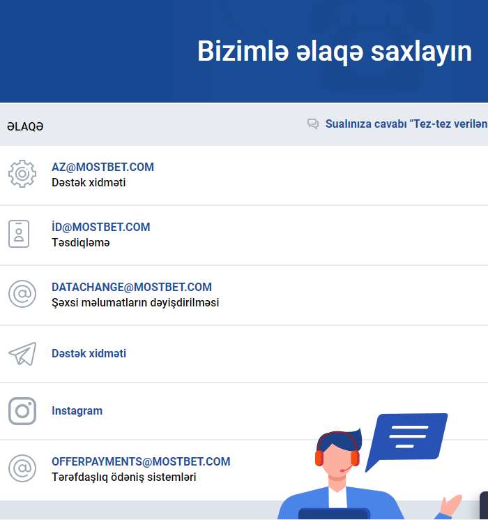 Mostbet dəstək xidməti ilə əlaqə