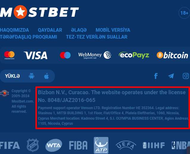 Mostbet Curacao oyun lisenziyası